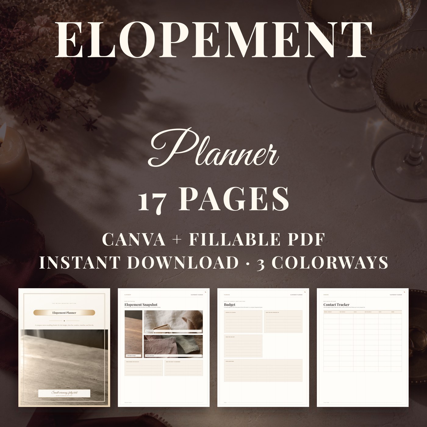 Elopement Planner - Micro Wedding Planning Binder — listing hero