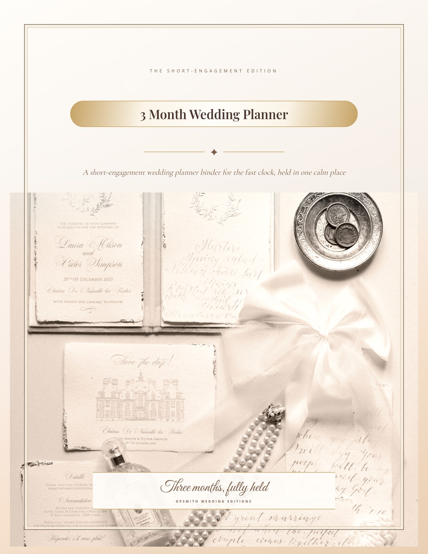 3 Month Wedding Planner: Short-Engagement Checklist Binder, Canva and PDF cover